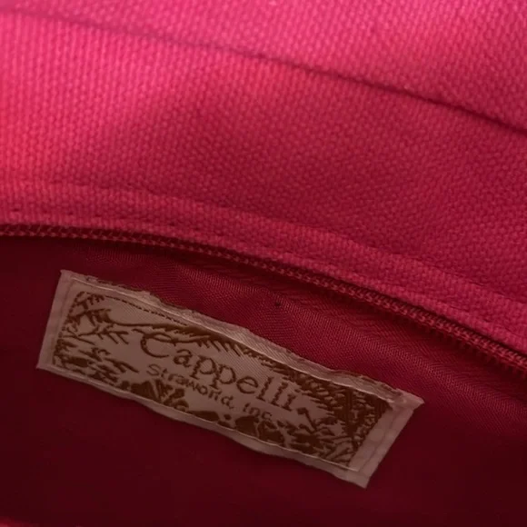 Cappelli Mini Handbag Purse Hot Pink Beaded Handle Woven Straw Summer Fun Small - Picture 10 of 16